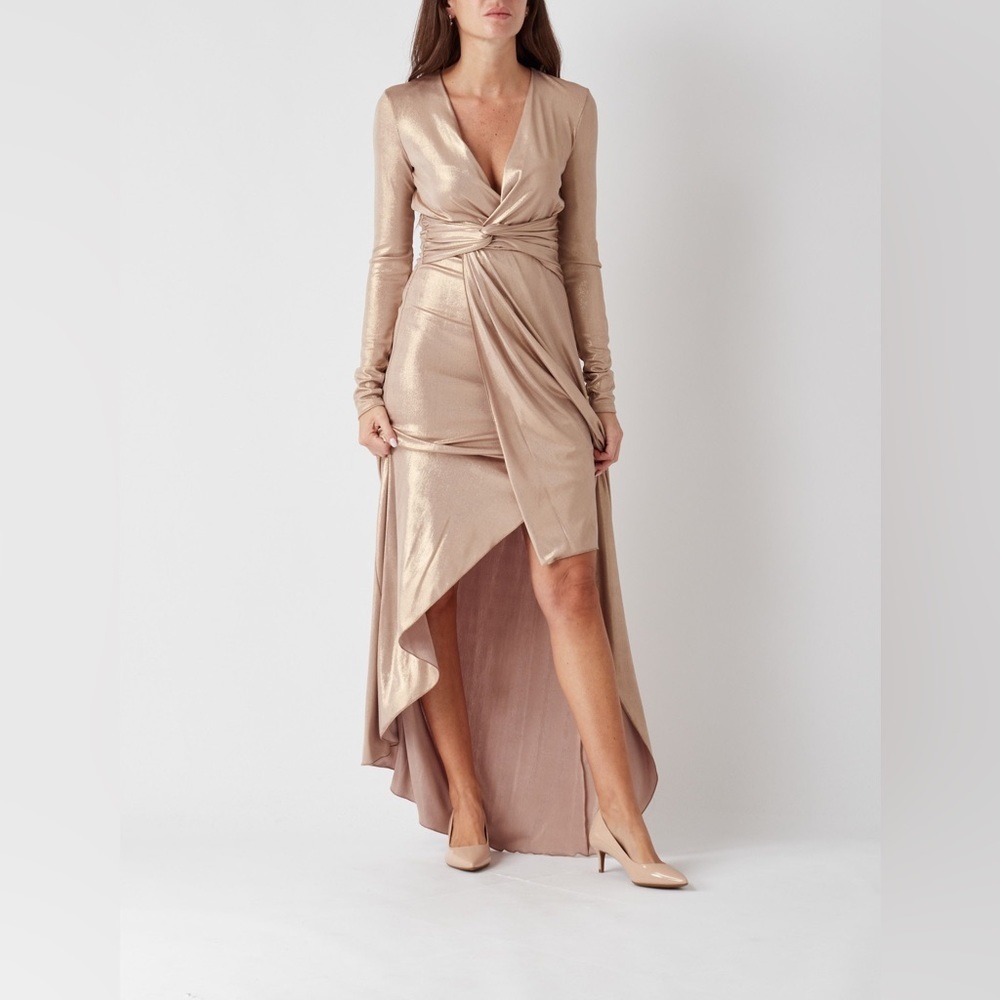 Patrizia Pepe Abido Dress Old Gold NWT Size 3